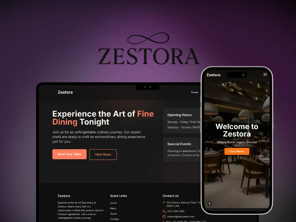 Zestora – Restaurant Website Demo